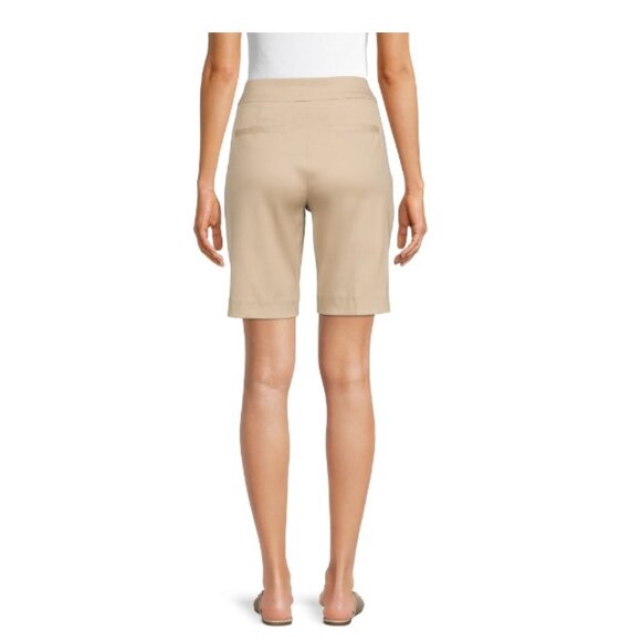 Time and Tru Women's Pull-On Bermuda Shorts, Natural Tan - Picture 4 of 5